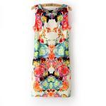 Retro print Slim Short Dress