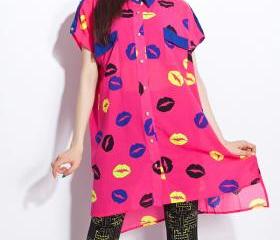 Loose long section of chiffon shirt