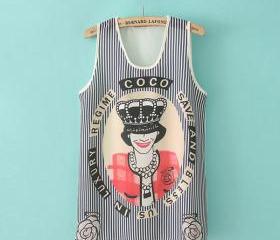 Cartoon printed sleeveless chiffon vest